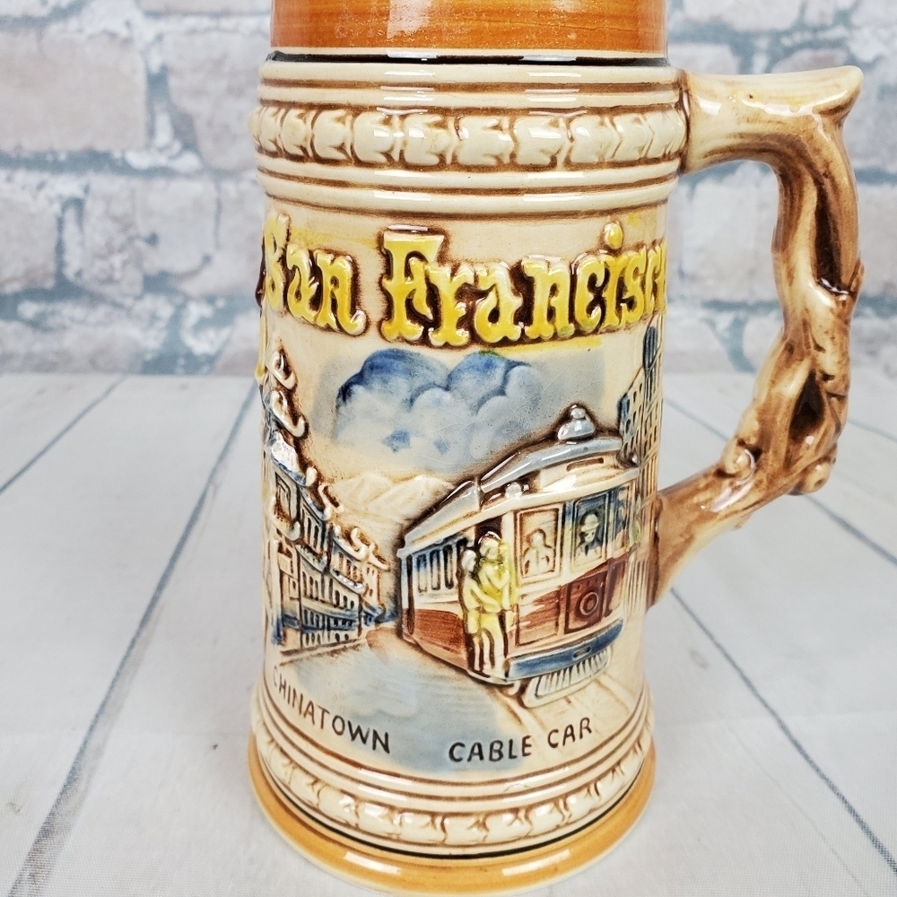 Vintage San  Francisco Beer Stein Cable Car - Picture 2 of 15